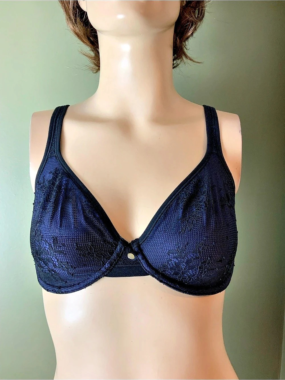 Scarlett Blue and black Floral Lace Bra in Blue Like New 32DD